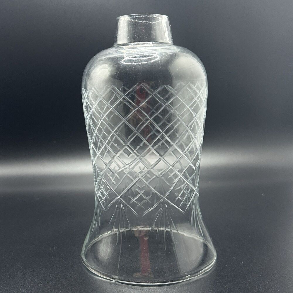 Vintage Hurricane Lamp Shade Etched Glass Chimney Globe Oil Lamp Replacement